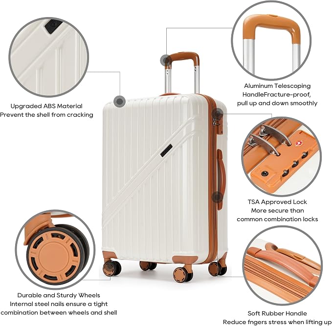 GinzaTravel Luggage Sets 3-Piece Expandable Suitcases - Image 6