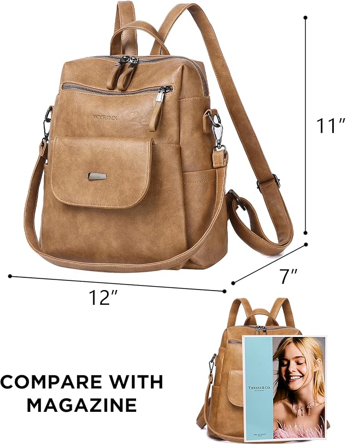 PU Leather Backpack Purse for Women Fashion Multipurpose Design Handbag Ladies - Image 2