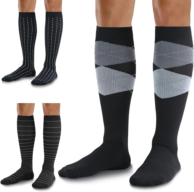 Medical Compression Socks for Women and Men 3 Pairs 20-30 mmHg Knee High by UUSOCKS