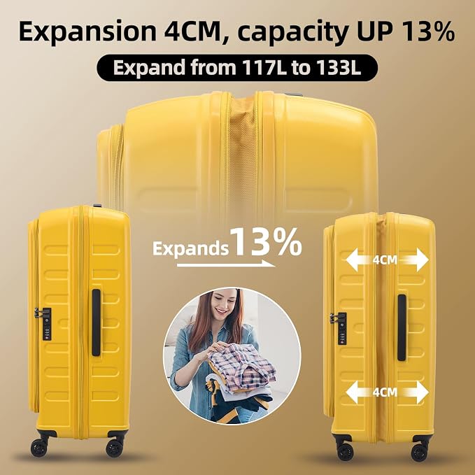 29 Inch Luggage with Expansion & Side Opening Design, 50 * 31*76cm, 117L~133L - Image 4