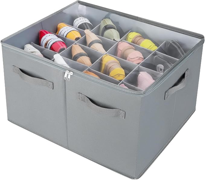 Shoe Organizer for Closet, Foldable Shoe Box by TOPIAHOME