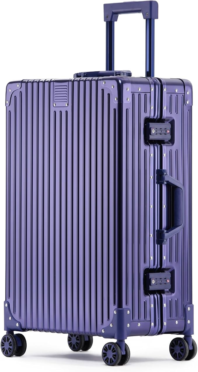 Metal All Aluminum Carry-on Luggage TSA Customs Lock Zipperless Silent Rotary by XZSP+AISU