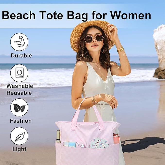 LEDAOU Beach Bag Waterproof Sandproof Women Tote Bag Pool Bag - Image 8
