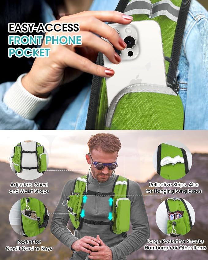 Small Hiking Backpack with Front Phone Holder, Packable Back pack with Chest - Image 2
