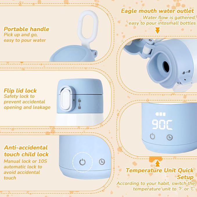 BEBOAN Portable Bottle Warmer for Travel On The Go, Portable Milk Warmer 5-Temp - Image 7