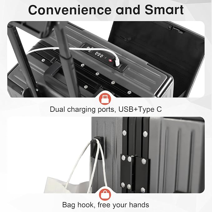 Carry On Luggage 22x14x9 Airline Approved Aluminum Frame, 20 Inch Hard Shell - Image 6