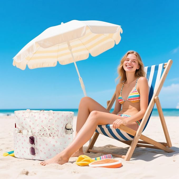 LEDAOU Beach Bag Waterproof Sandproof Women Tote Bag Pool Bag - Image 3