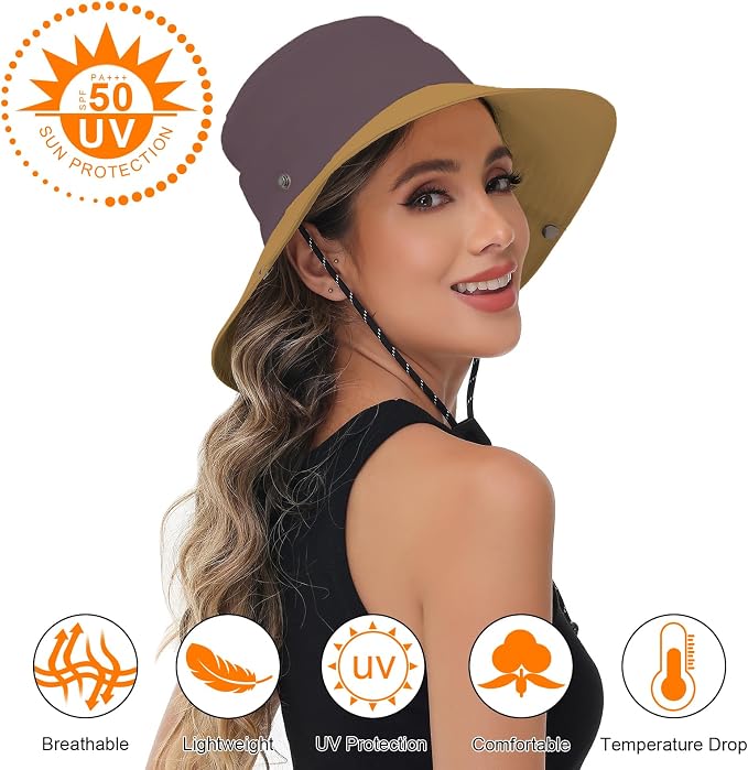 Sun Hats for Women Bucket Hat UV Protection Fishing Hat Wide Brim Safari Hats 2 - Image 3