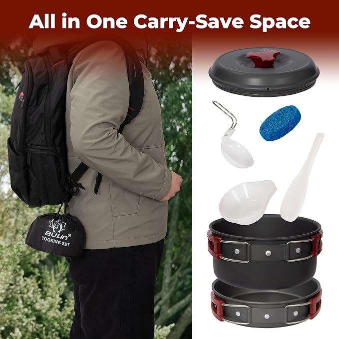 Bulin 24/13/11/8/4 PCS Camping Cookware Mess Kit Lightweight Backpacking - Image 3