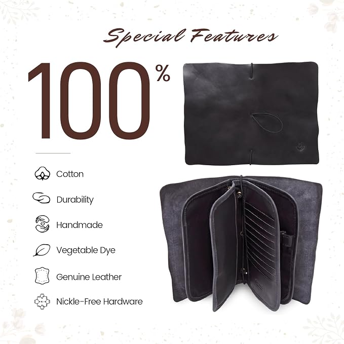 Genuine Leather Nomad Organizer Travel Wallet | Women's Wallet Clutch Passport - Image 5