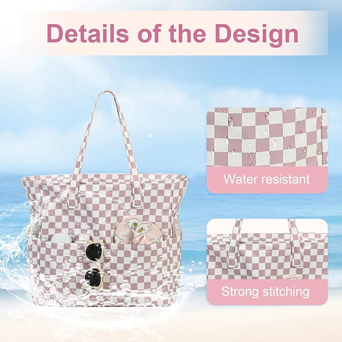 LEDAOU Beach Bag Waterproof Sandproof Women Tote Bag Pool Bag - Image 4