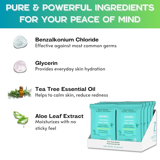 Zoviro Hand Sanitizer Wipes, Moisturizing - Image 3