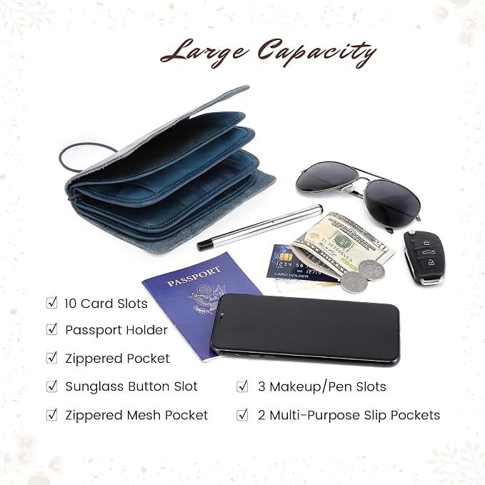 Genuine Leather Nomad Organizer Travel Wallet | Women's Wallet Clutch Passport - Image 3