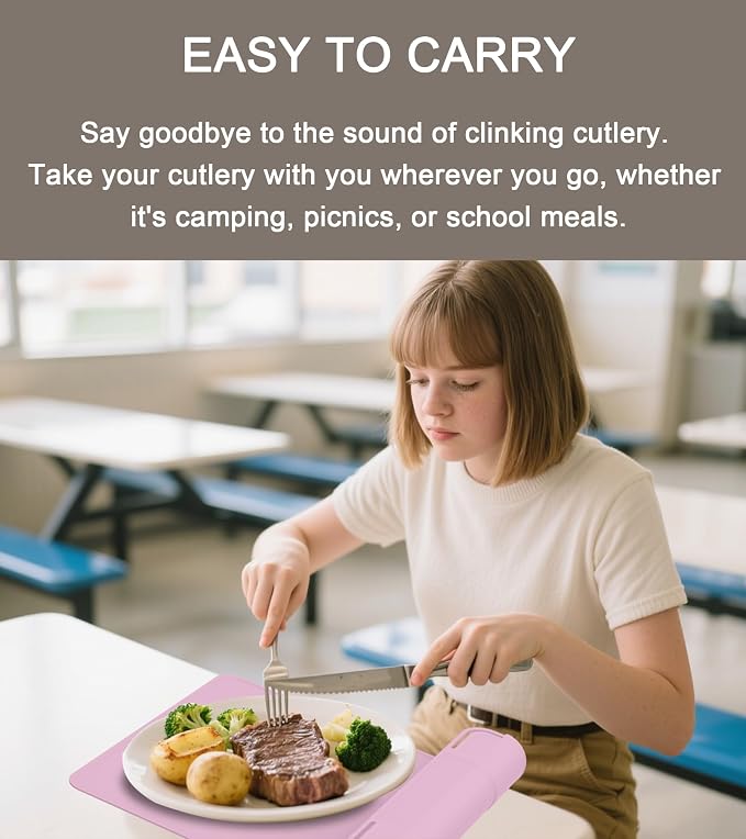 Utensil Box, Tableware Silicone Portable Box Silverware mat, Suitable - Image 7