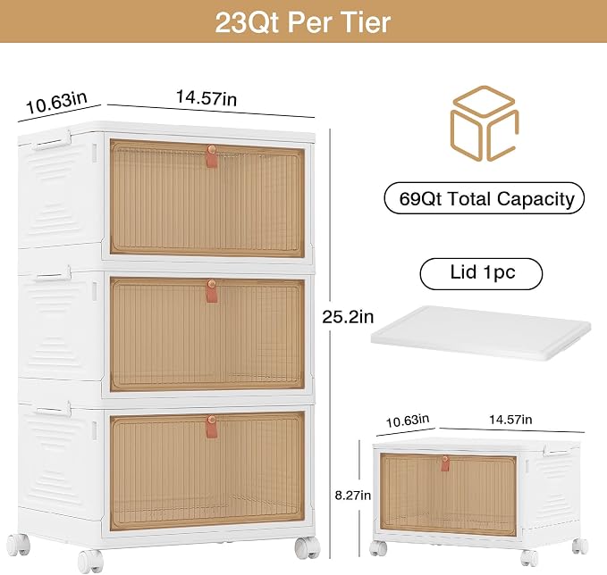 VECELO 3 Tier Stackable Storage Boxes - Image 2