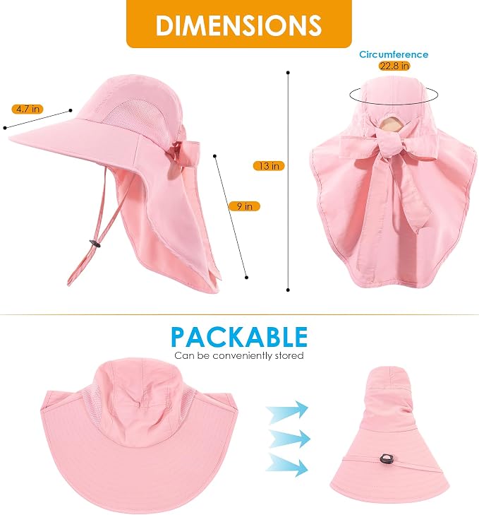 Womens Sun Hat UV Protection, Foldable Waterproof Wide Brim Bucket Hats - Image 7