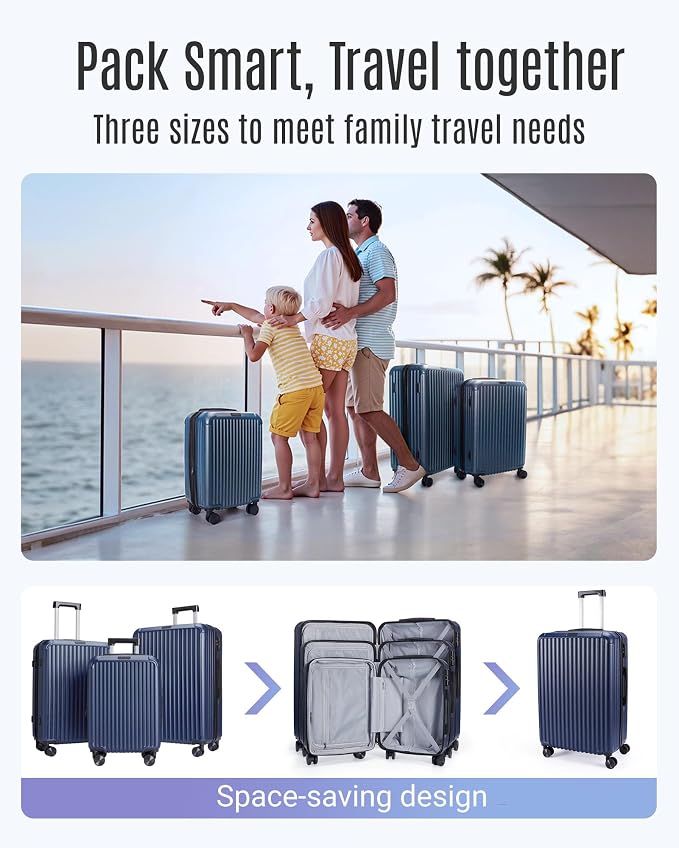 LIGHT FLIGHT Luggage Sets, Durable Hard Shell 3 Piece Set Suitcase - Image 2