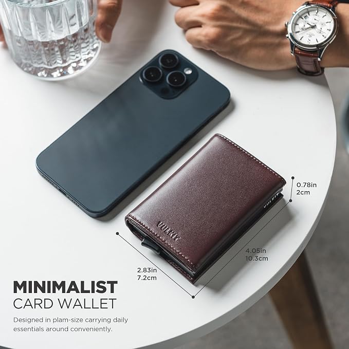 VULKIT Pop up Card Wallet Minimalist Cash Wallets RFID Blocking Leather Smart - Image 7