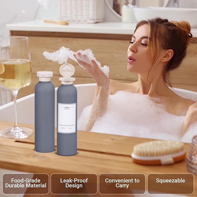 Travel Shampoo Bottle, Empty Plastic Squeeze Bottles 8.8oz - Image 7