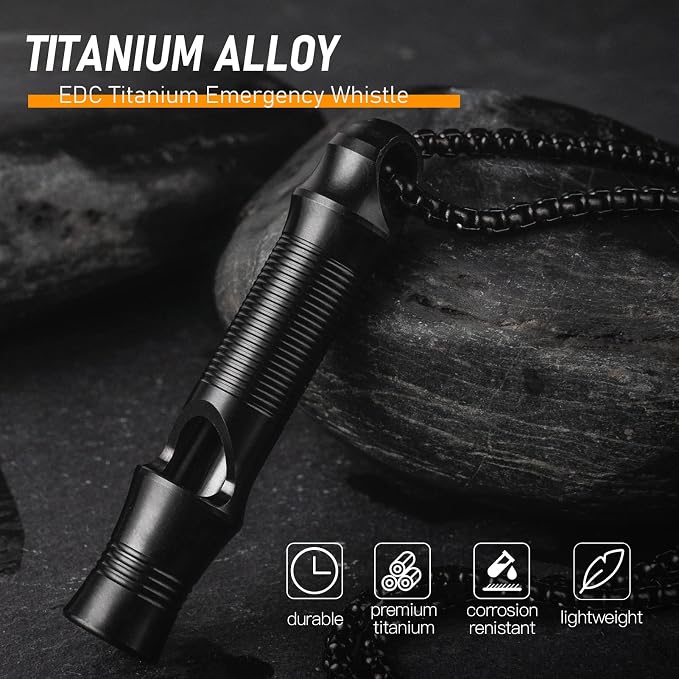 TISUR Titanium Emergency Whistle, EDC Safety Whistles Necklace Loud up to 120db - Image 3