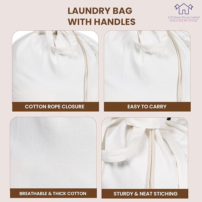LFH Home Cotton Canvas Extra Large Laundry Bag - Image 3