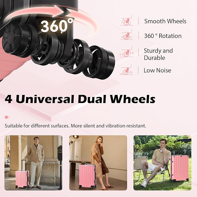 Krute Checked Aluminum Frame Suitcase 24 Inch Zipperless Luggages Hardside PC - Image 7