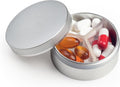 Small Pill Case 3 Compartments, Metal Round Portable Pill Box, Waterproof by LightOnIt