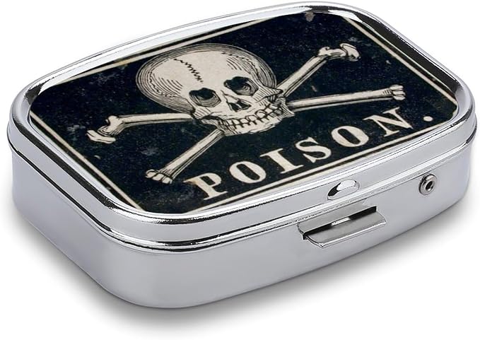 Metal 2 Compartment Pill Organizer Travel Friendly Portable Compact Pill Box - Image 3