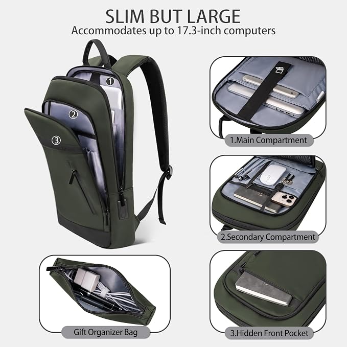 Business Backpack for Men Lightweight Commute Laptop Backpack Anti-Theft Water - Image 3