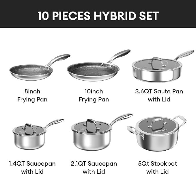 COOKER KING Stainless Steel Cookware Set, Pots and Pans Set Non Stick, Hybrid - Image 4