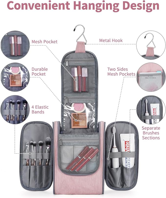 Narwey Small Hanging Toiletry Bag Women Travel Makeup Bag Organizer Toiletries - Image 2
