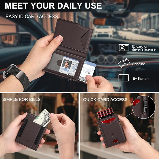 Wallet for Men Wallet with Slim Pop Up Card Holder 9-13 Cards, Bifold - Image 7