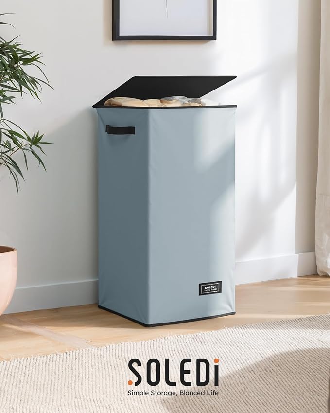 SOLEDI Laundry Hamper with Lid 100L Large & Tall Collapsible Laundry Basket - Image 9