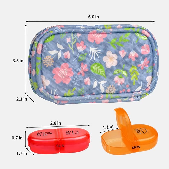 Serfeymi Weekly Travel Pill Organizer 2 Times A Day AM PM Upgraded Rainbow Pill - Image 2