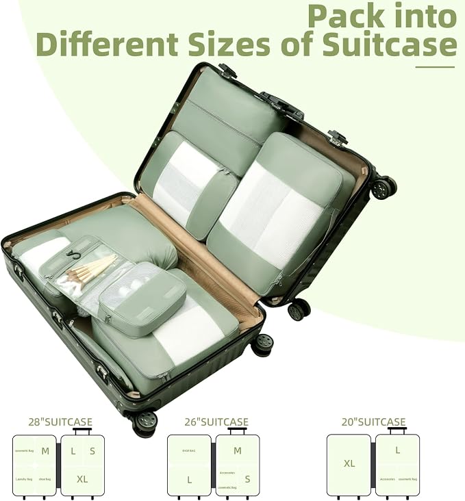 BAGAIL 6 Set/8 Set/10 Set Packing Cubes Various Sizes Packing Organizer - Image 7