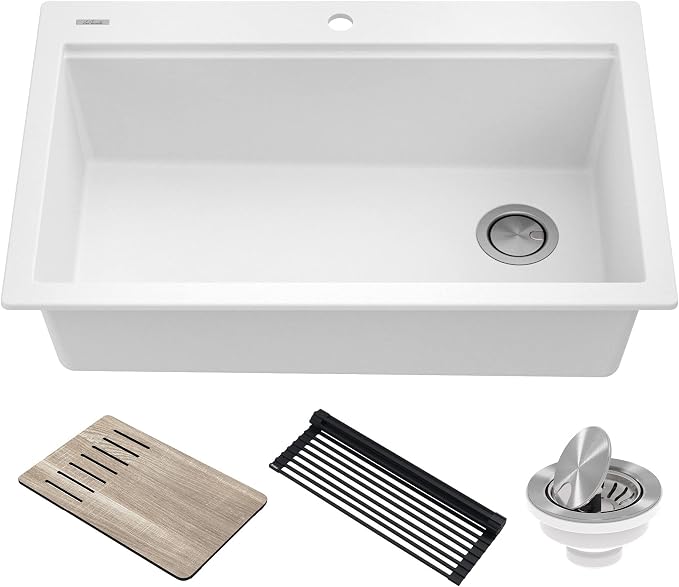 KRAUS Bellucci Workstation 33 in. Drop In Single Bowl Granite Kitchen Sink in by KRAUS