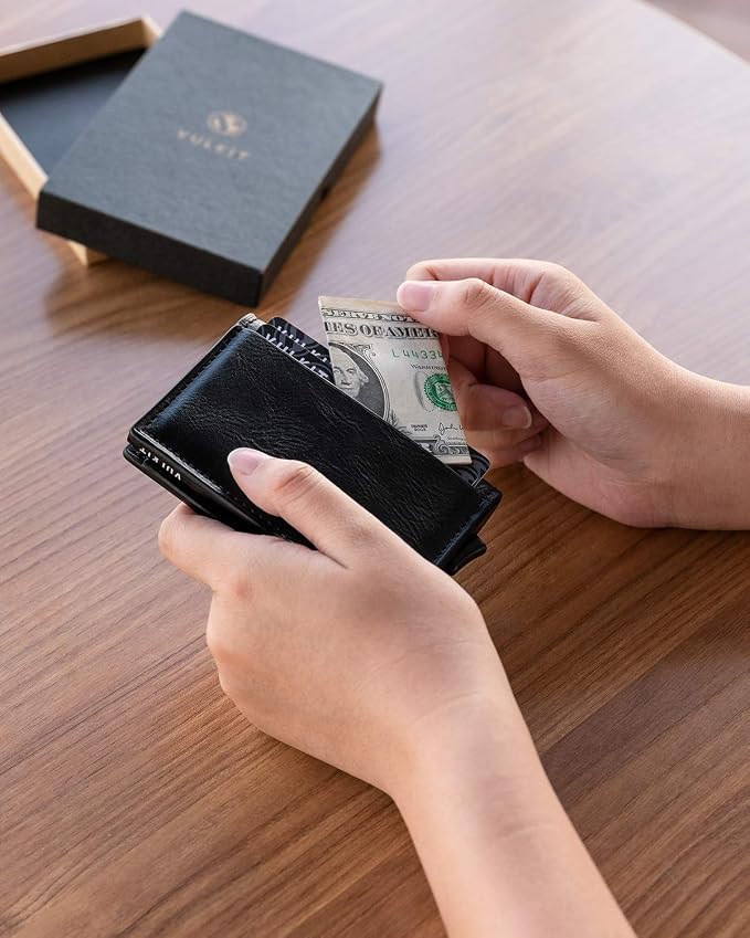 VULKIT Card Holder Pop Up Slim Wallet Leather RFID Blocking Card Case Up to 8 - Image 6