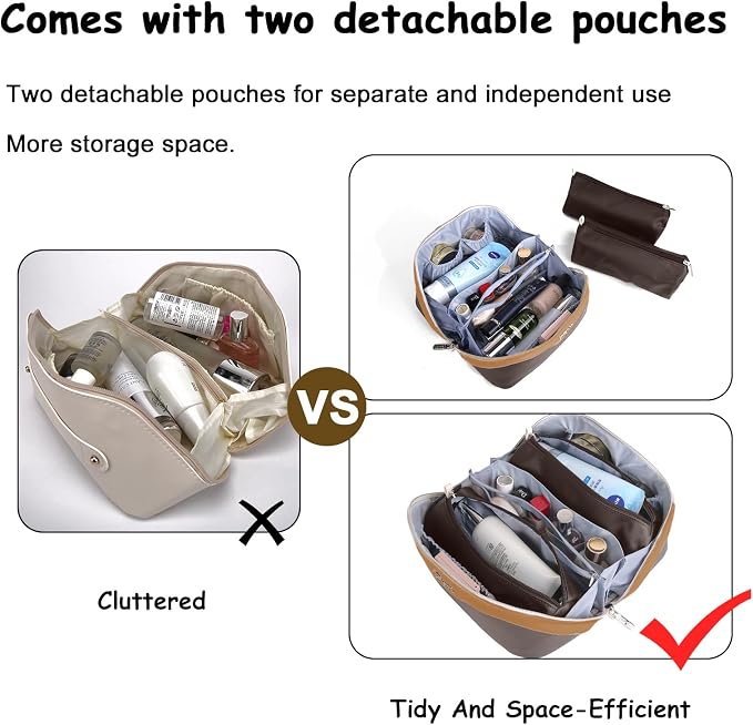 BOYATU Travel Makeup Bag Organizer Cosmetic Bag: 3 Pcs Set Make up Bags - Image 6