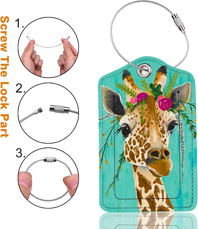 2 Pack Luggage Tag for Suitcase, Cute Unique Leather Bag Tags Identifiers - Image 2