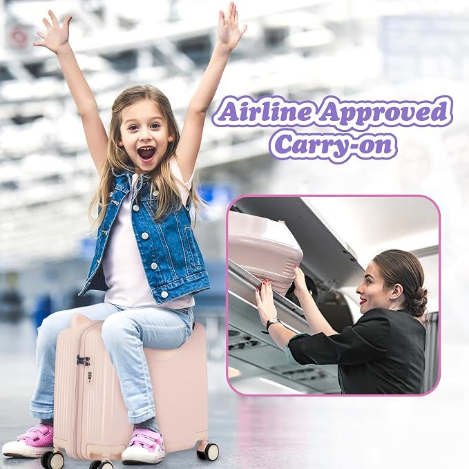 20" Ride-On Travel Suitcase for Kids, Cute Ear Toddler Carry on Luggage - Image 7