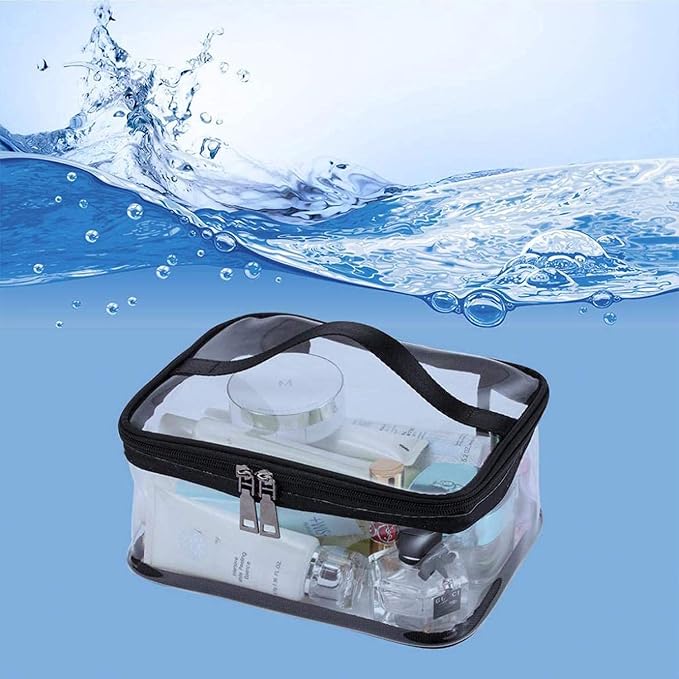 Black Transparent Cosmetic Bag Waterproof Handbag Portable Travel Work Make Up - Image 5