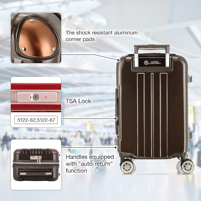 LEGEND WALKER Durable Aluminum Frame Hardside Luggage, 5122-62-CB - Image 3