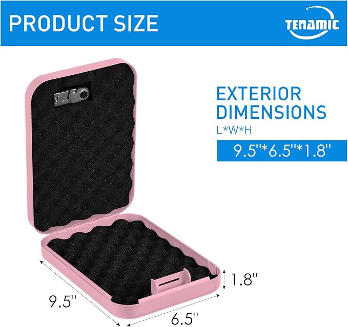 TENAMIC Pistol Safe, Portable Travel Gun Safe, Solid Steel Handgun Lock Box - Image 2