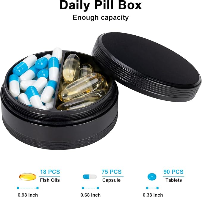 2 Compartment Metal Pill Box - Image 2
