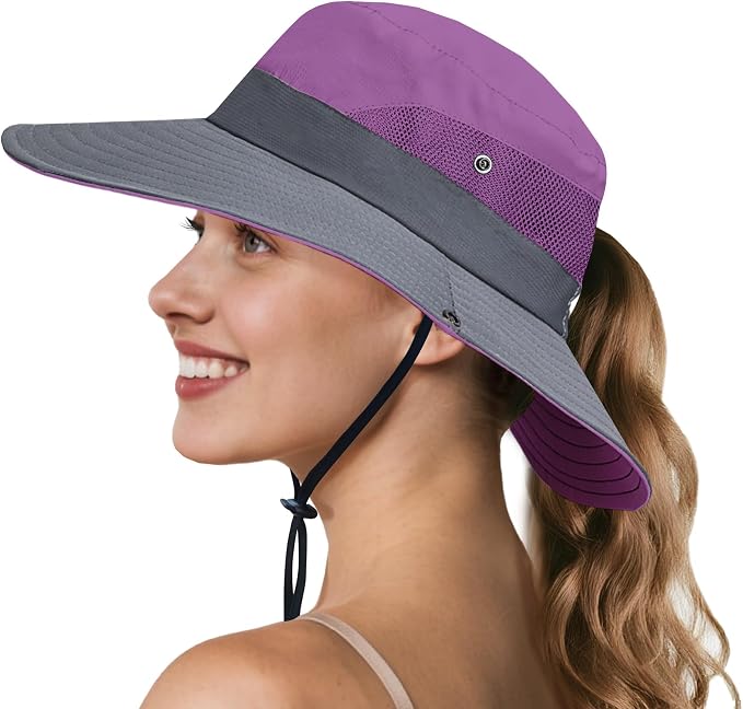 NPQQUAN Ponytail Sun Bucket Hats by NPQQUAN