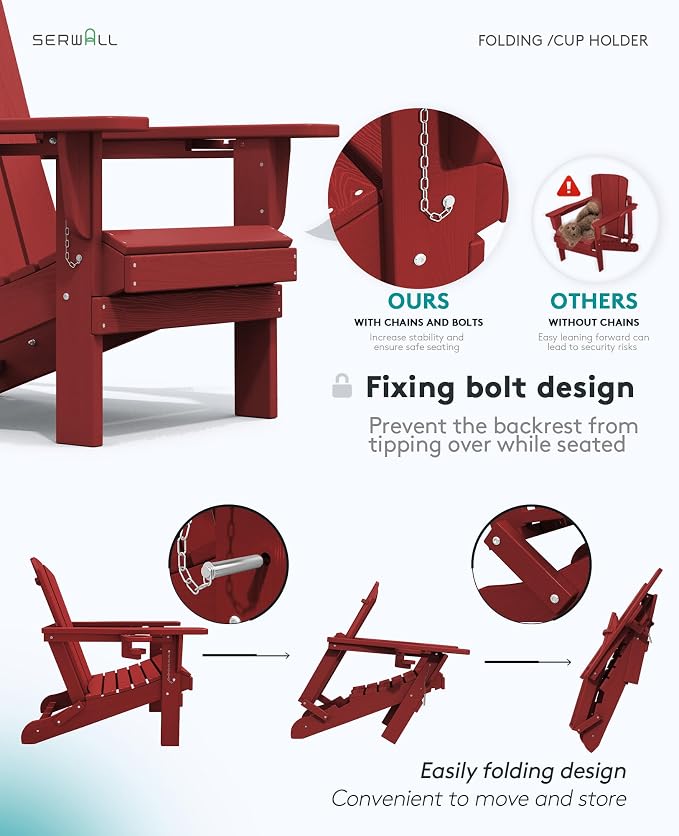 SERWALL Adirondack Chair with Cup Holders - Image 6
