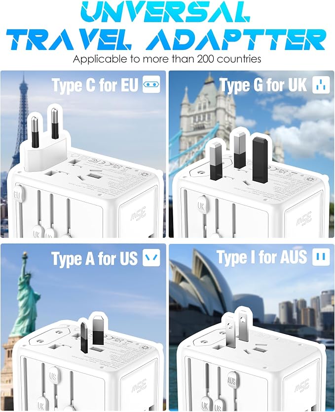 Universal Travel Adapter 35W PD Fast Charging Offers 3X2.4A USB-A Ports - Image 3