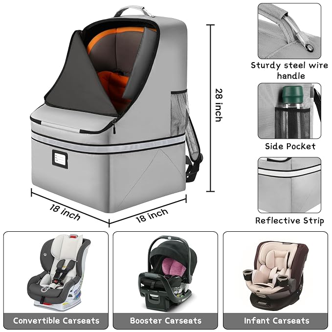 Car Seat Travel Bag, Padded Car Seats Backpack - Image 2