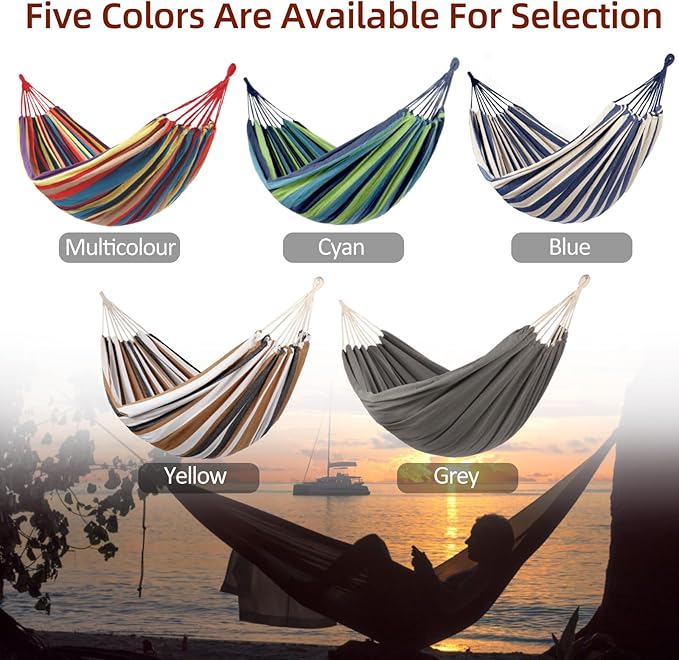 Camping Hammocks for Backyard Hanging Sturdy Garden Comfortable Fabric Hammock - Image 7