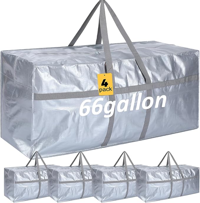 4 Pcs 66 Gallon Large Moving Bags by Clysee